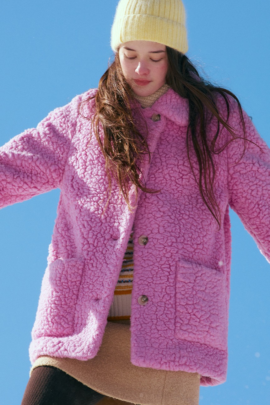 BRIXTON Eco shearing wool coat (Pink)