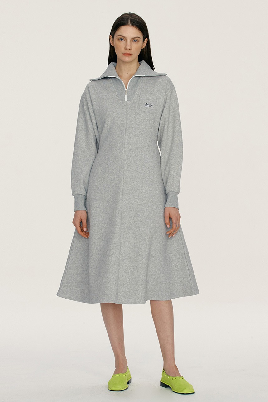 KUALOA Half-zip maxi dress (Melange gray)