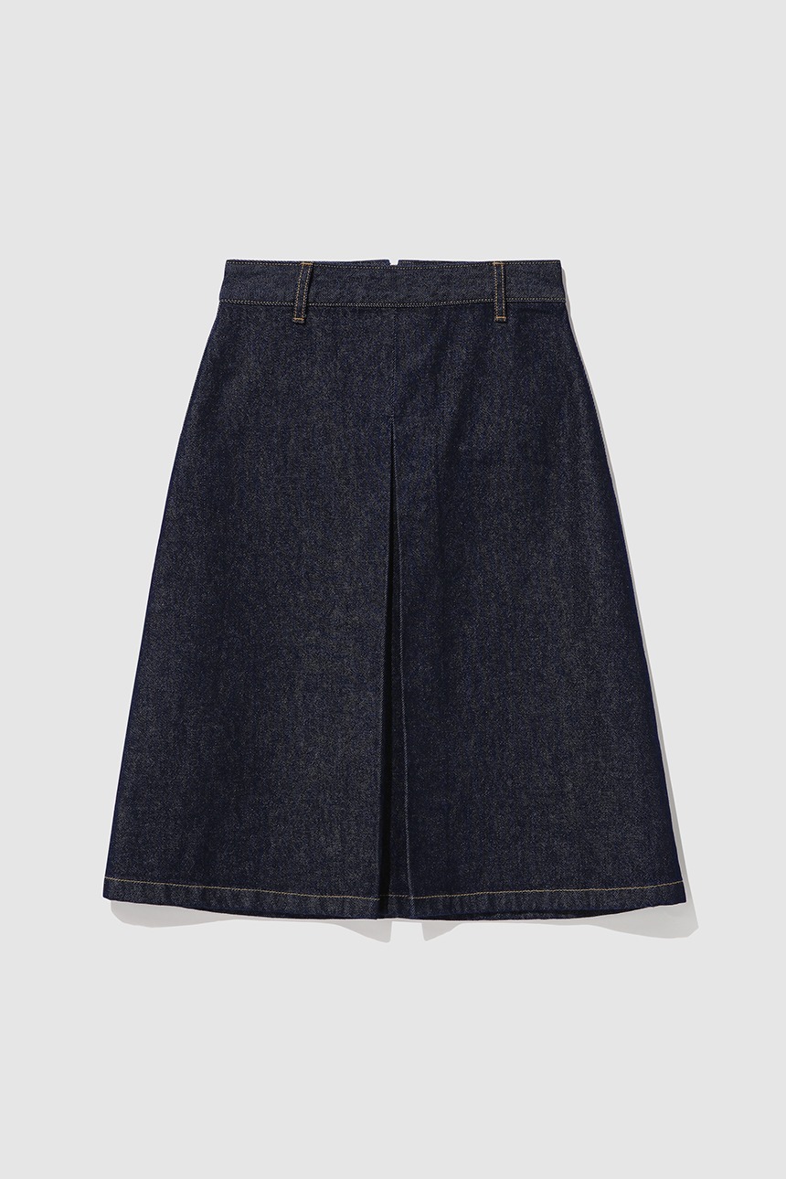 FENCHURCH A-line denim midi skirt (Indigo blue)