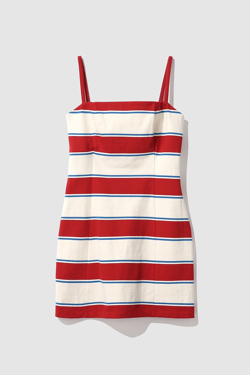 [설현 착용]ROMA Stripe sleeveless mini one piece (Natural&amp;Red)