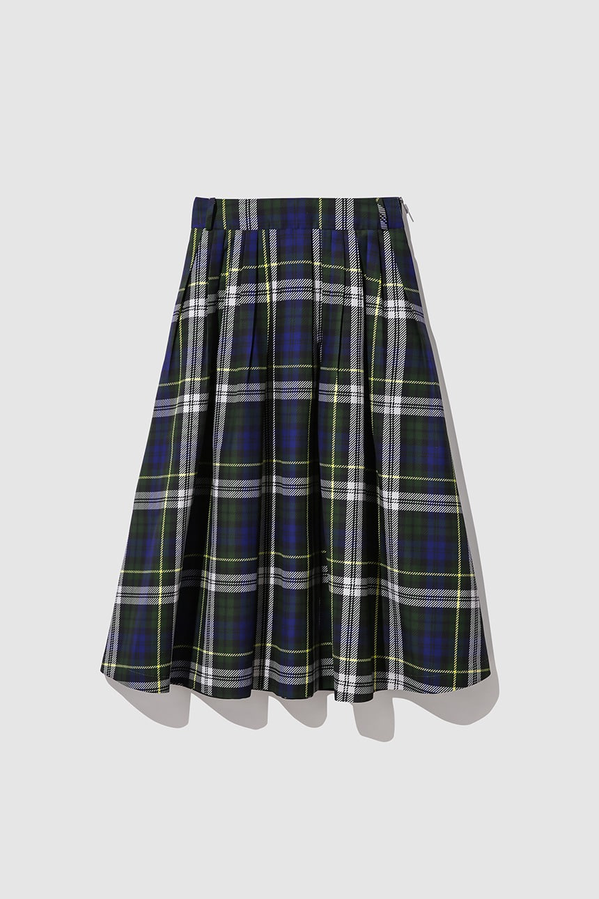 [GIFT]BOROMWAT Flared skirt (Green check)