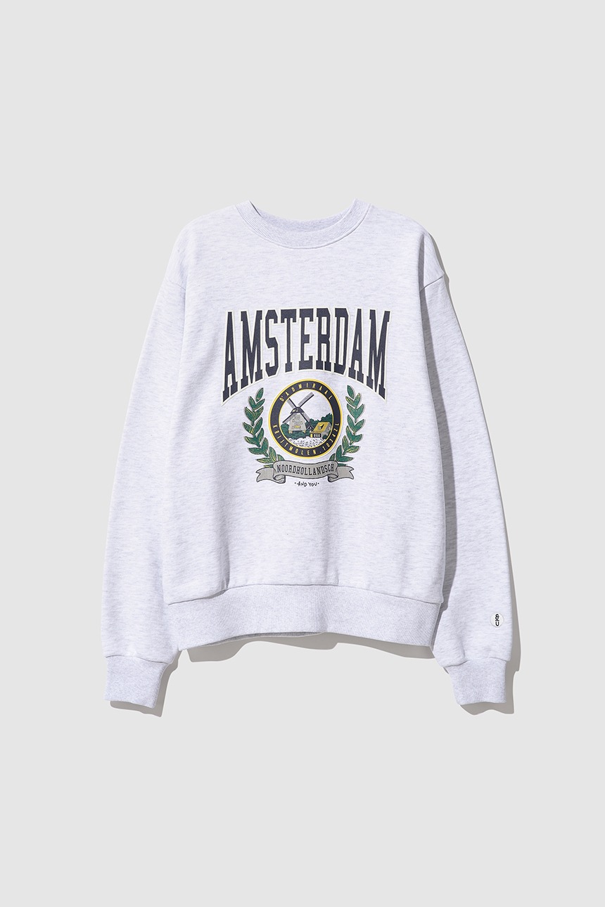 [GIFT][FW 기모버전 추가][윤아, 김세정, 인피니트 성규 착용]AMSTERDAM City artwork sweatshirt (Melange gray)