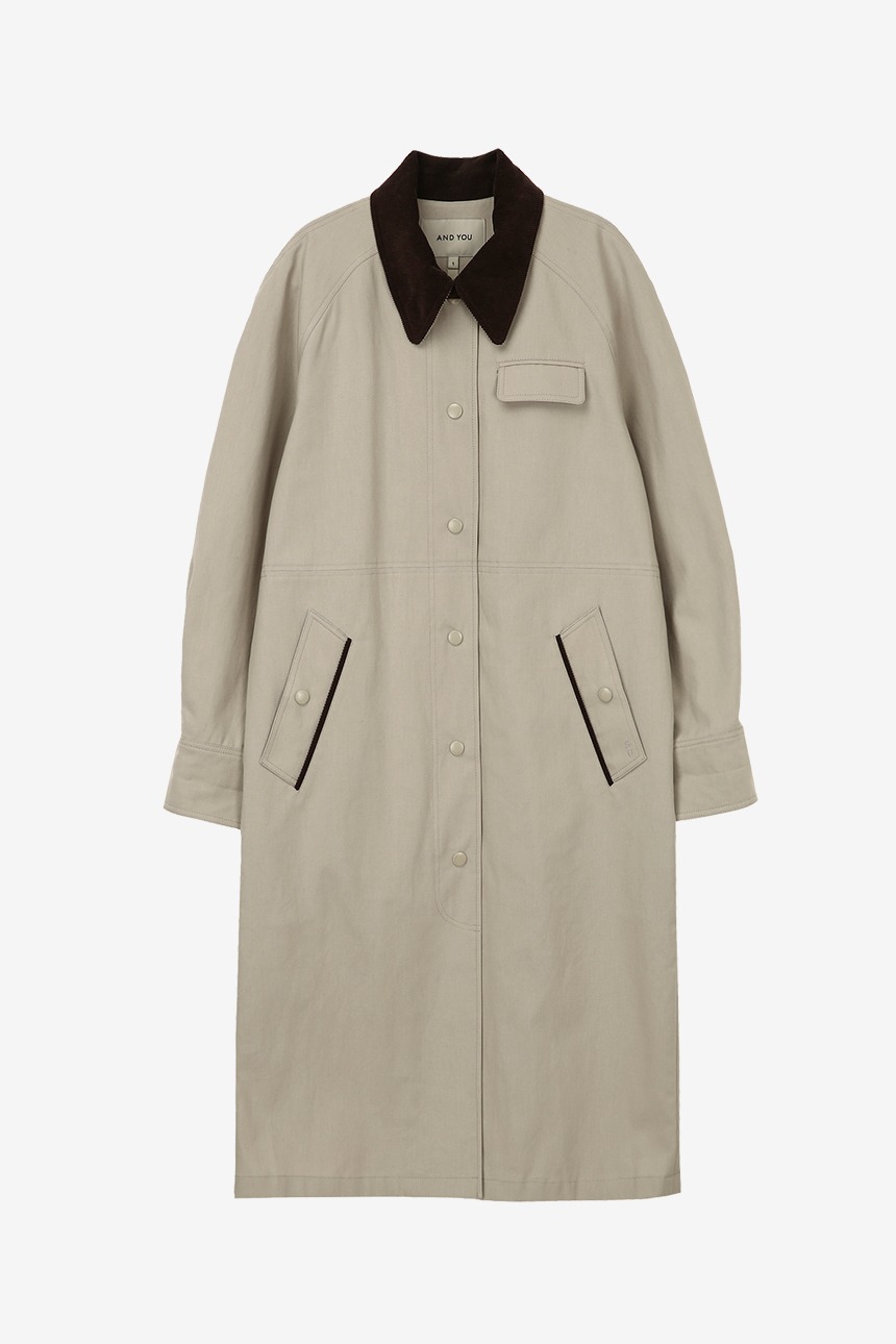 [이나연 착용]RICHMOND Corduroy collar trench coat (Beige)
