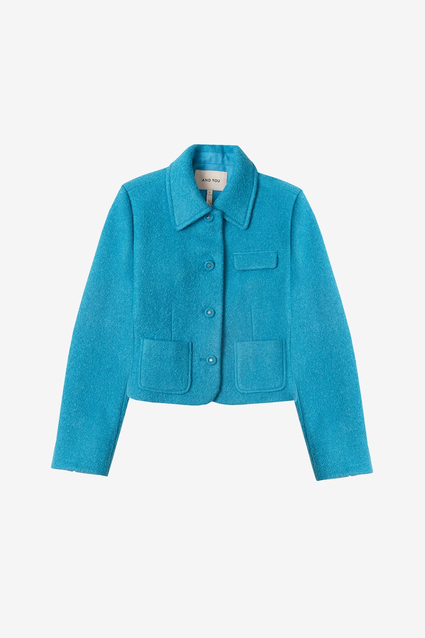 NOTTING HILL Boucle wool jacket (Turquoise blue)