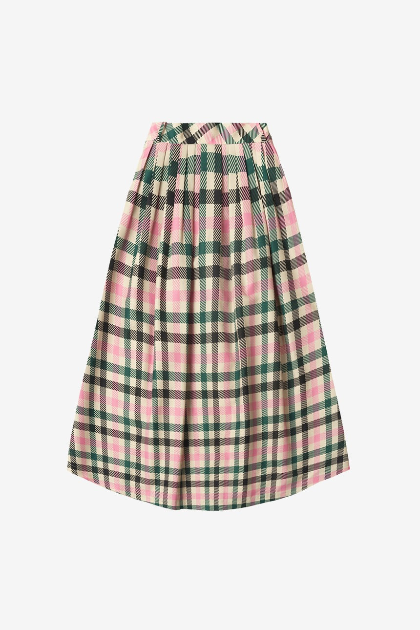 BOROMWAT Flared skirt (Pink check)