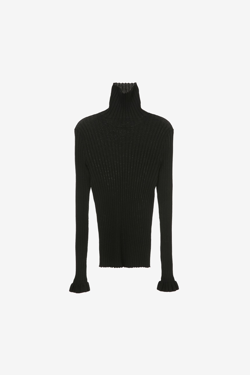 WANGSIMNI Turtle neck wool knit top (Black)