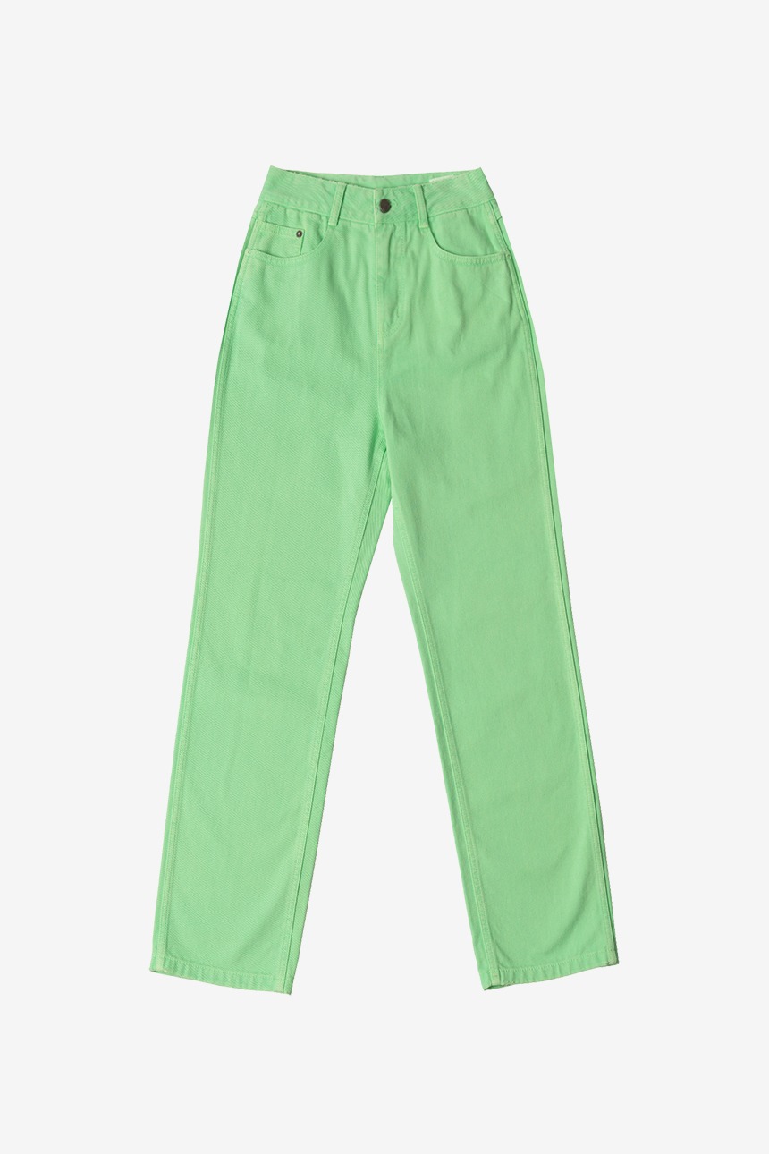 SPITALFIELDS Color cotton straight pants (Emerald green)