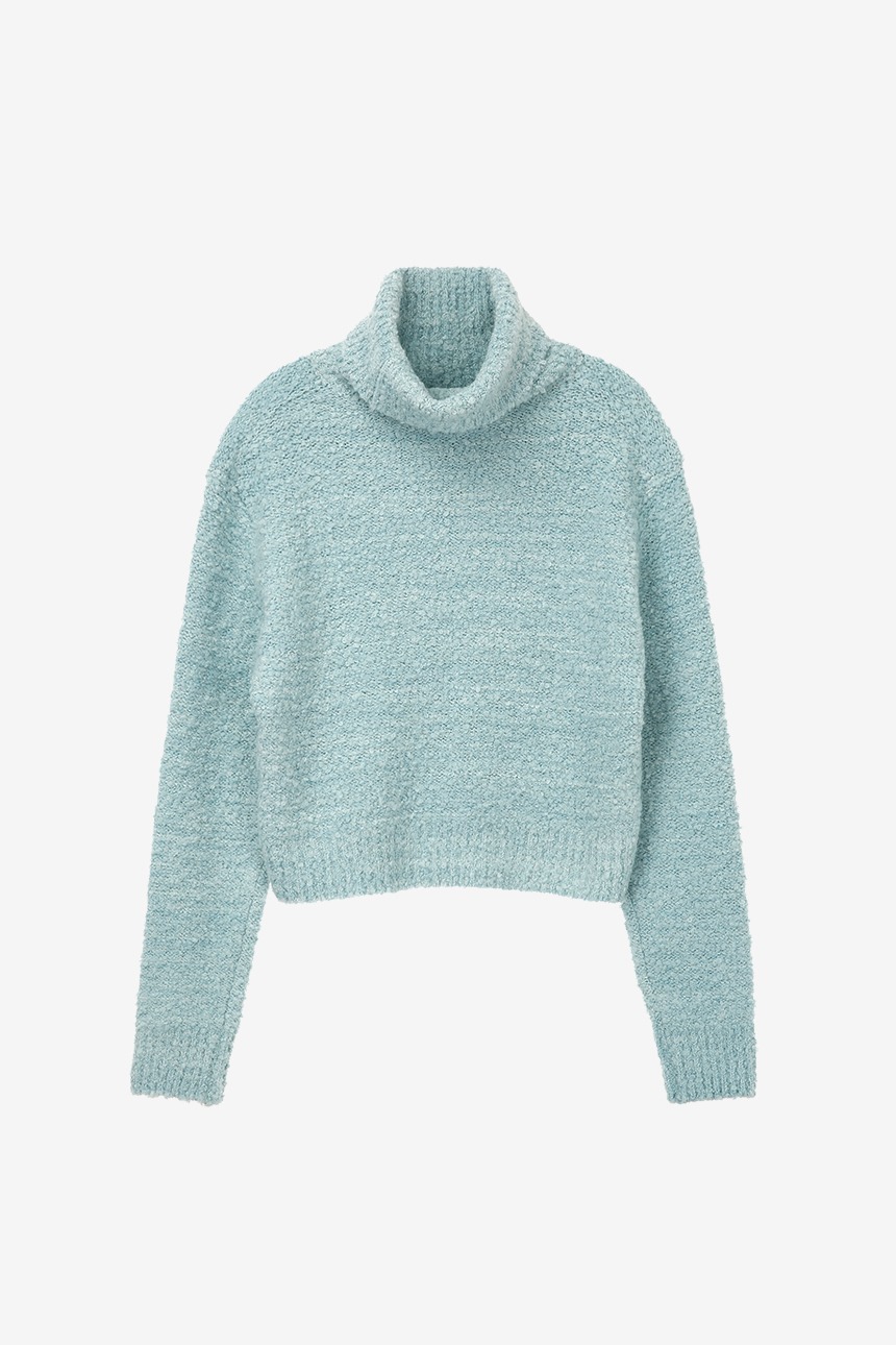 BROMLEY Turtle neck boucle wool knit (Light blue)