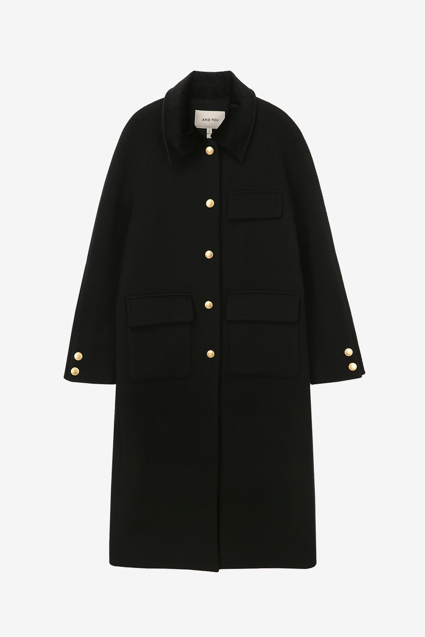BAKER H-line wool long coat (Black)
