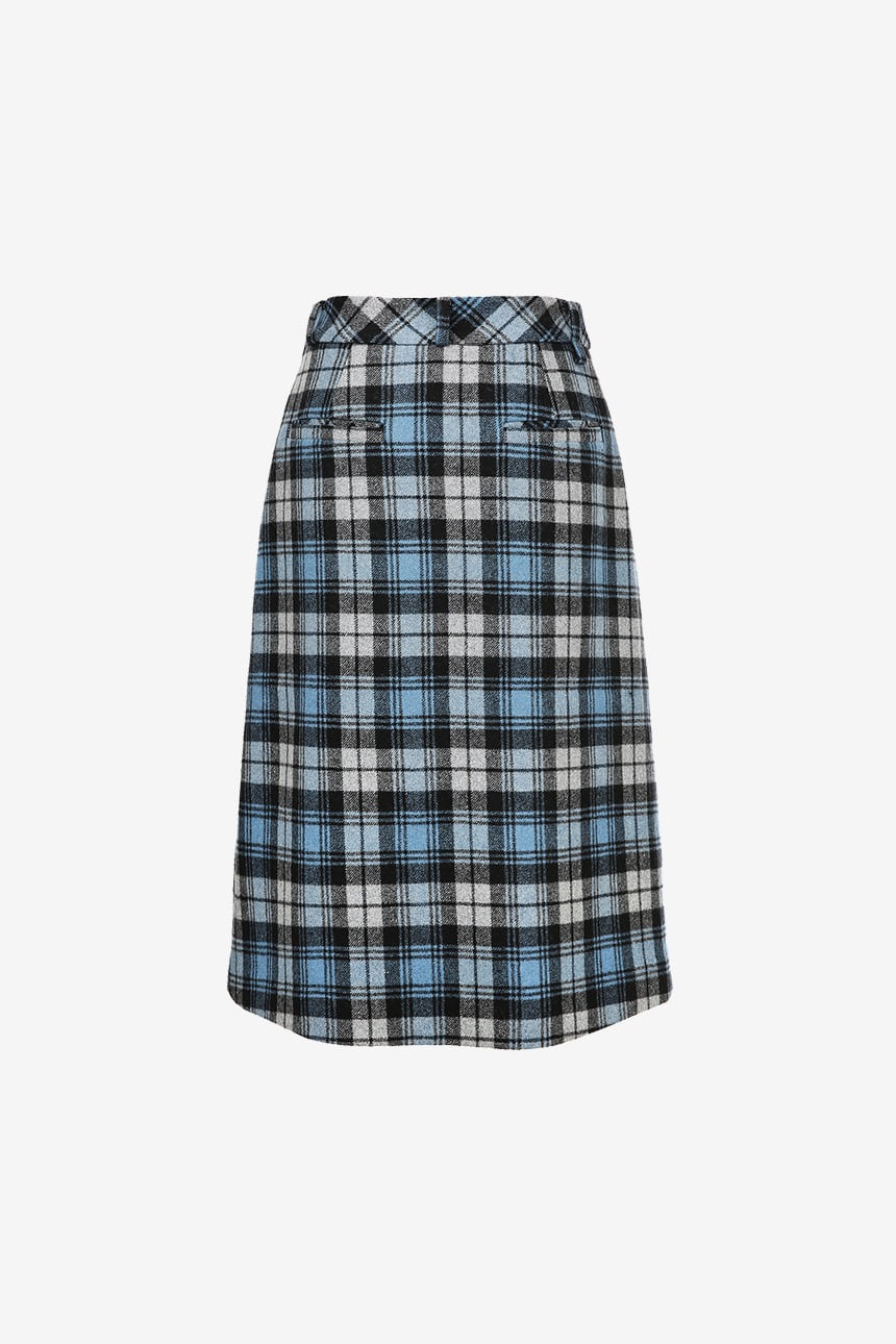 [이나영, 박나언, 강혜원 착용]FENCHURCH A-line wool midi skirt (Blue check)