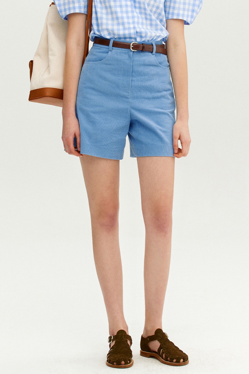 PUTNEY High-rise corduroy shorts (Light blue)